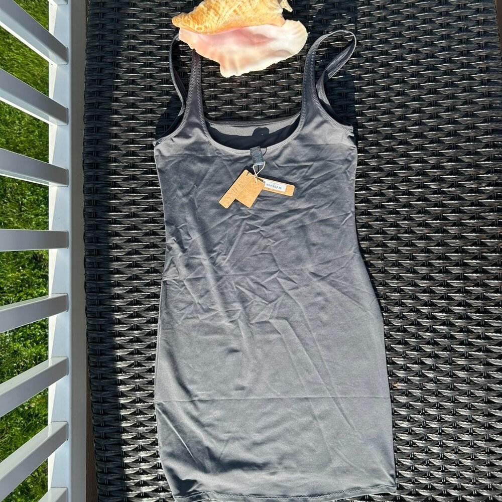SKIMS Signature Swim Tank Dress Gunmetal NWT- Limited edition - MEDIUM  SW-DRS-0